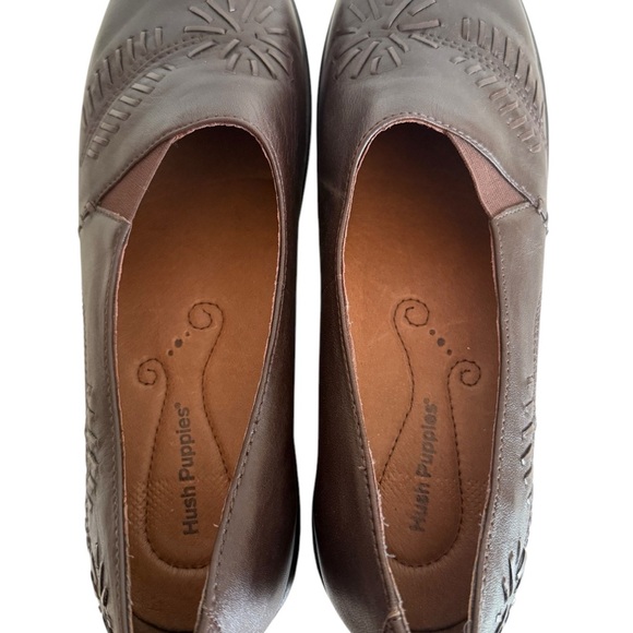 Hush Puppies Brown Loafers with Floral Embroidery - Picture 6 of 10